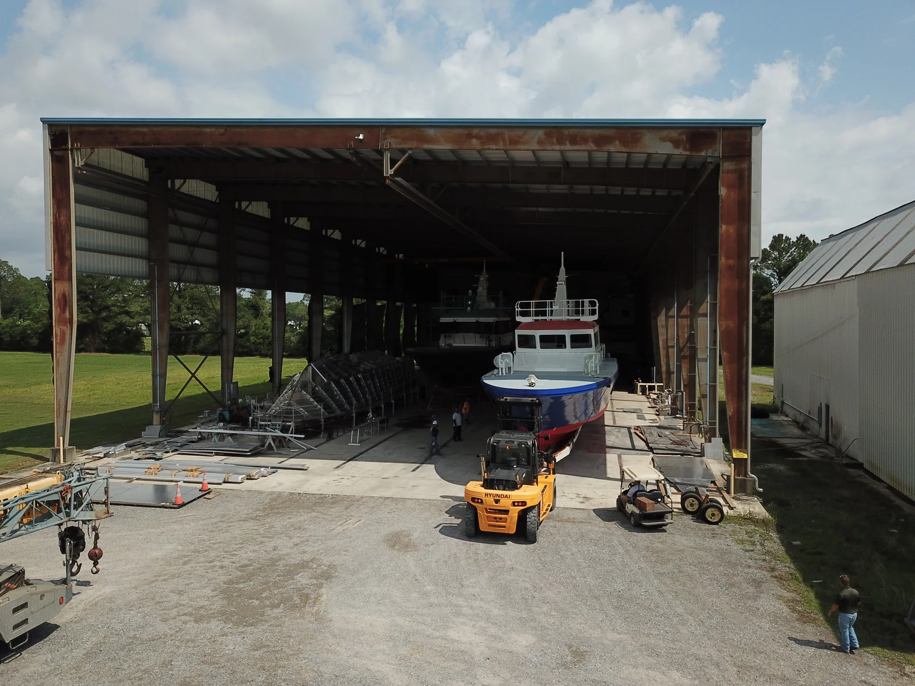 Juan Seguin hull under construction at Breaux's Bay Craft