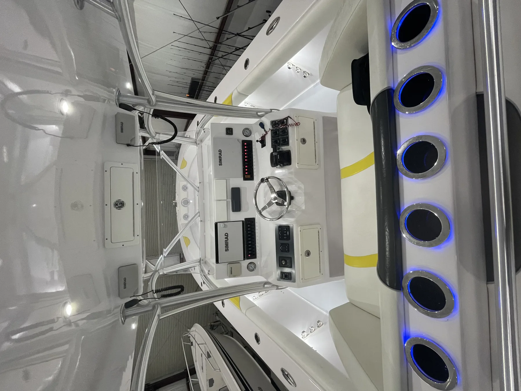 Reel Serious 42-foot aluminum center console — quad Yamaha outboard transom