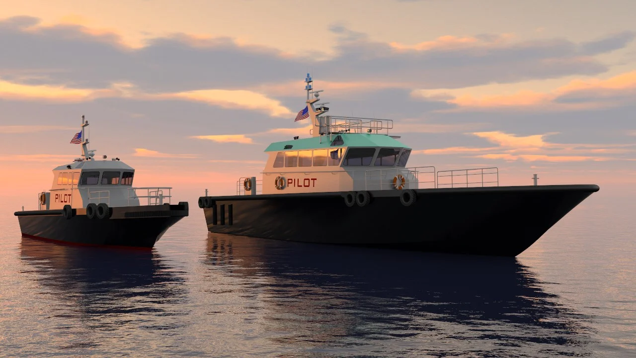 Spindletop two-boat sunset render